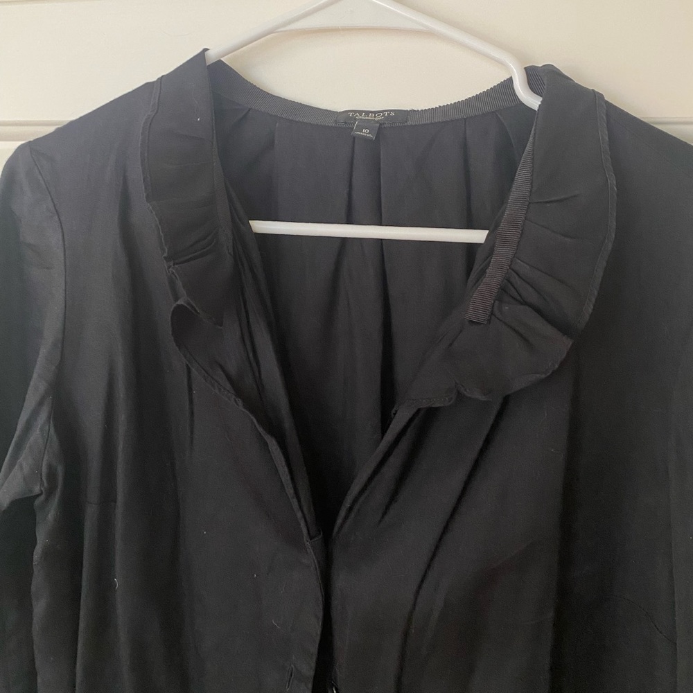 Talbots Black Ruffle Blouse Top - Picture 3 of 9